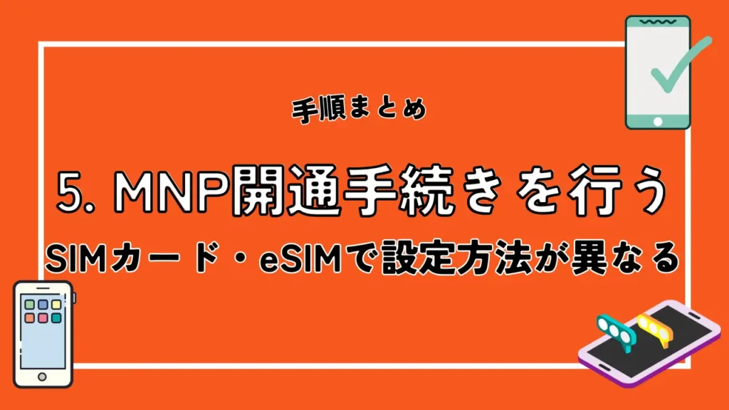 5. MNP開通手続きを行う｜SIMカード・eSIMで設定方法が異なる