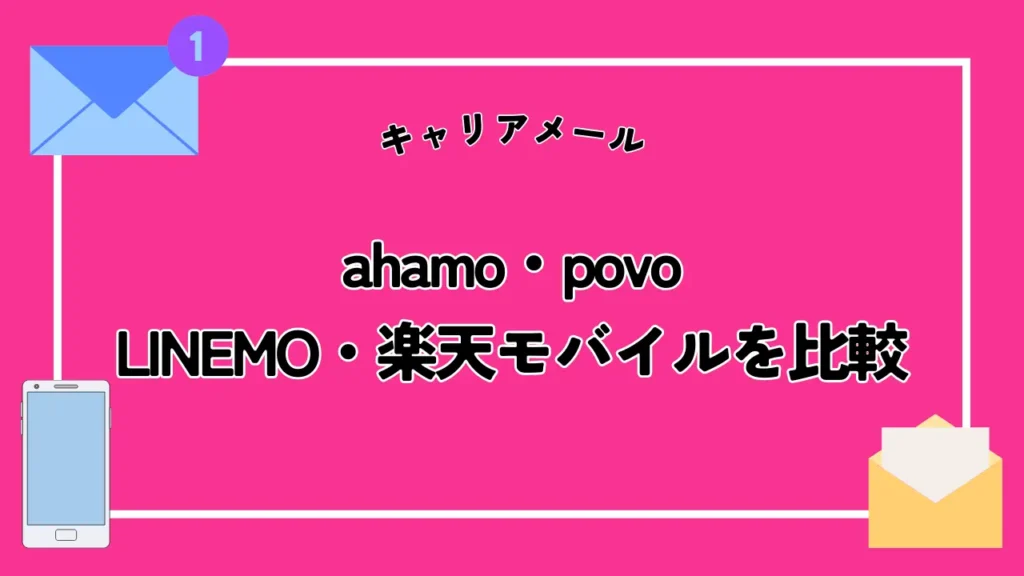 【キャリアメール】ahamo・povo・LINEMO・楽天モバイルを比較