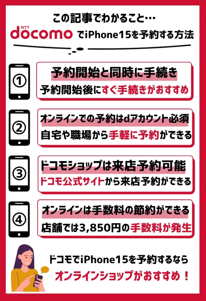 この記事でわかること！ドコモでiPhone15を予約する方法
