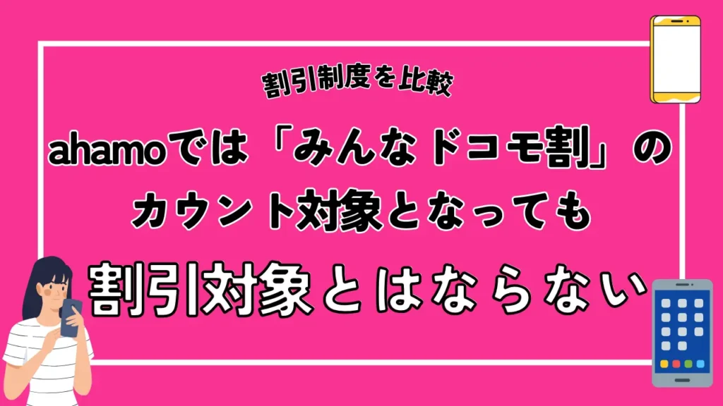 ahamoでは「みんなドコモ割」のカウント対象となっても割引対象とはならない