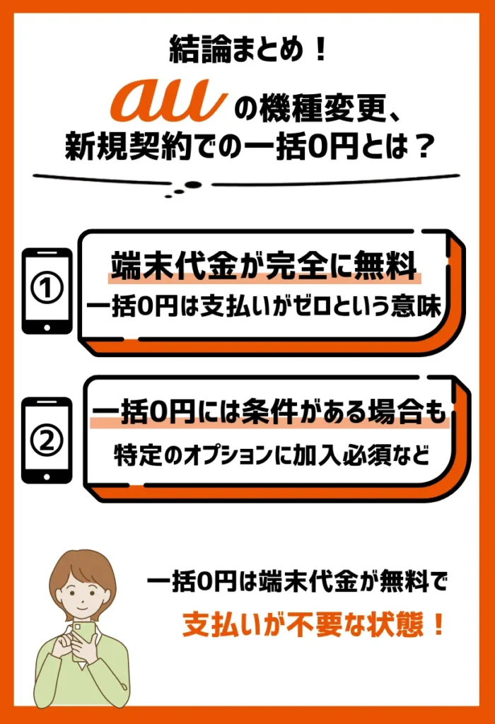 一括0円｜auの端末代金が無料になって、支払いが不要な状態