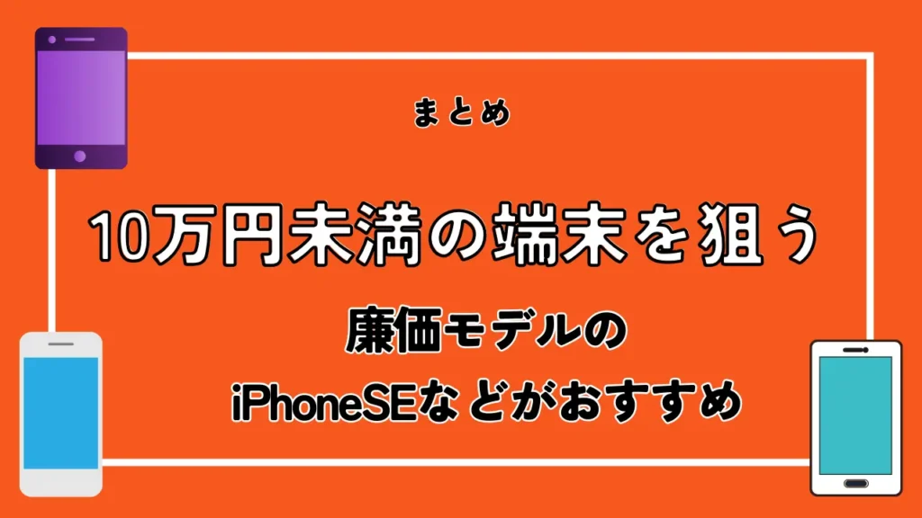 10万円未満の端末を狙う｜廉価モデルのiPhoneSEなどがおすすめ