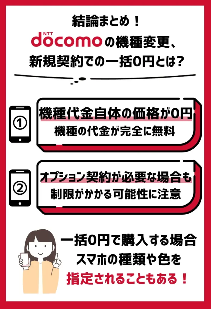 一括0円｜iPhoneなど、ドコモの機種代金自体が無料になること
