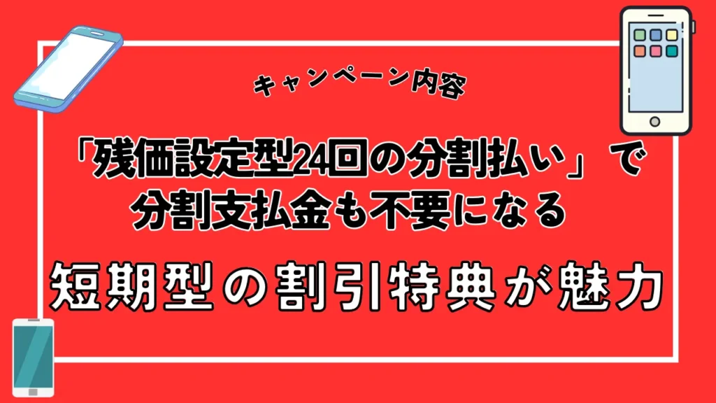 キャンペーン内容：「残価設定型24回の分割払い」で分割支払金も不要になる短期型の割引特典が魅力