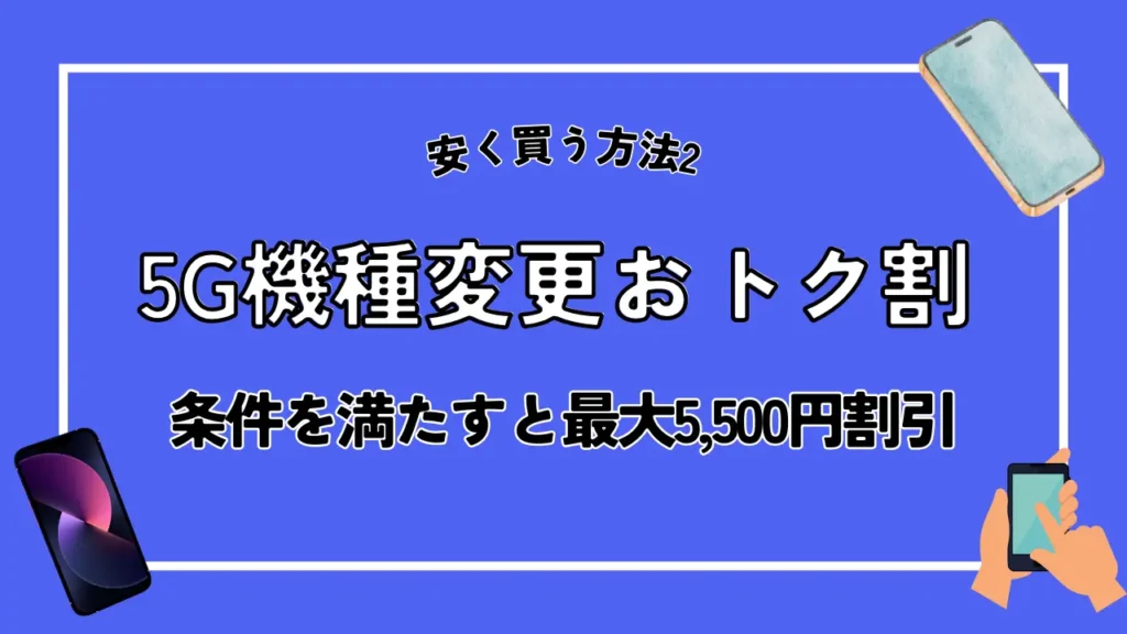 安く買う方法2. 5G機種変更おトク割｜条件を満たすと最大5,500円割引
