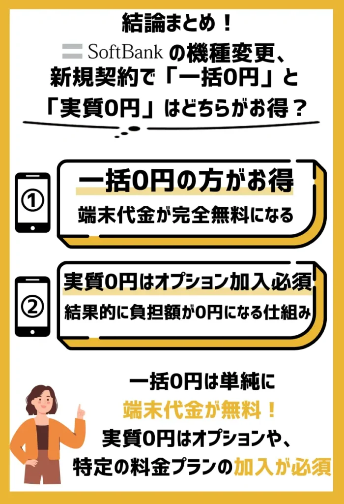 ソフトバンクの機種変更・新規契約で「一括0円」と「実質0円」はどちらがお得？
