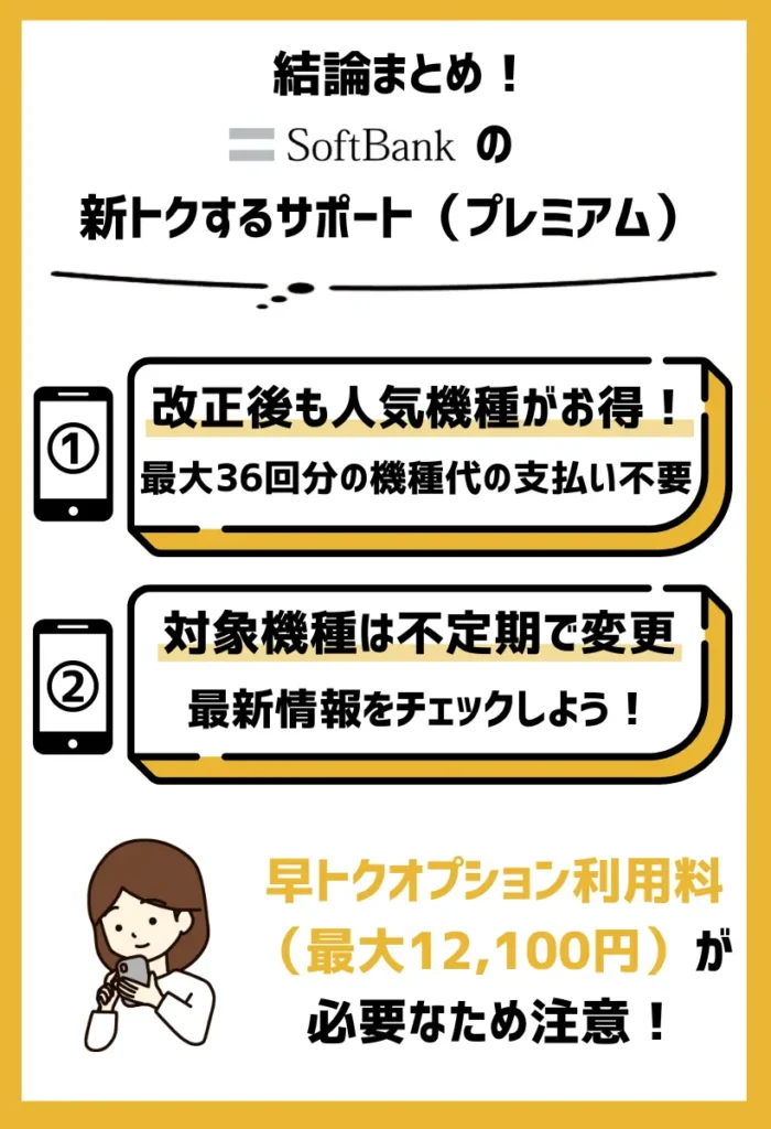 新トクするサポート（プレミアム）の詳細：改正後もiPhone15などの人気機種がお得に購入できる
