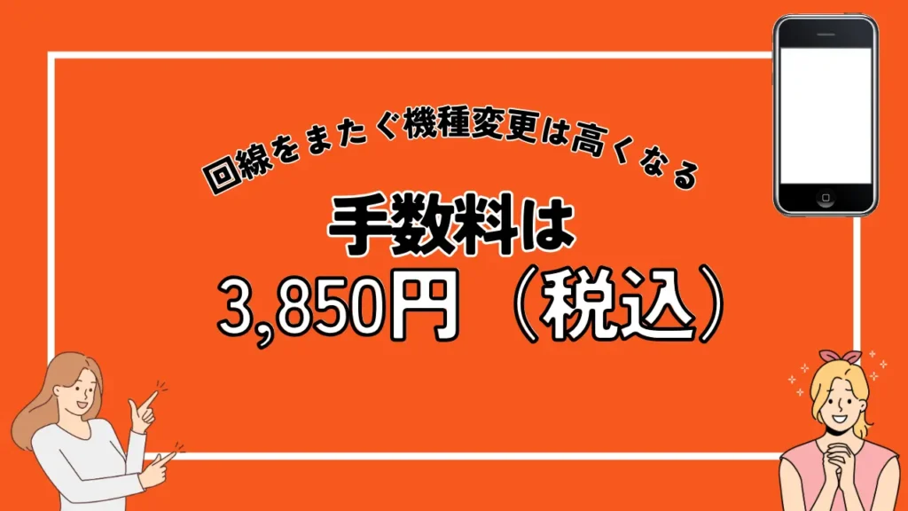 機種変更にかかる手数料は3,850円（税込）｜回線をまたぐ機種変更は高くなる