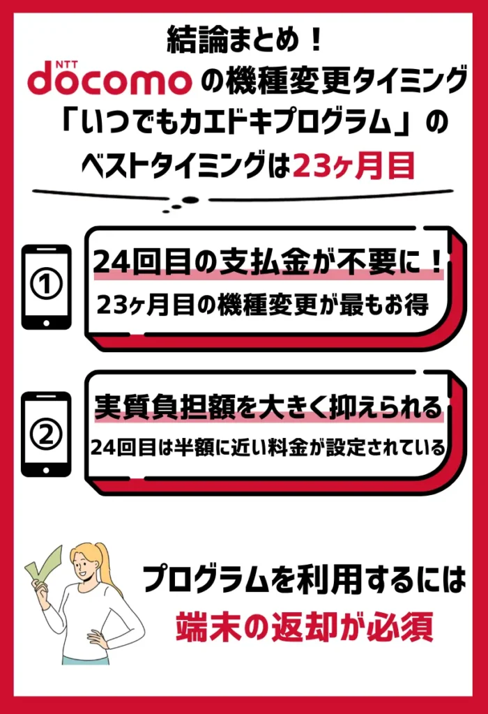 「いつでもカエドキプログラム」のベストタイミングは23ヶ月目