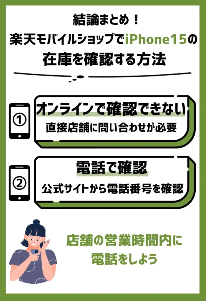 楽天モバイルショップでiPhone15の在庫を確認する手順