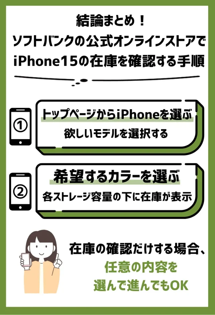 ソフトバンクの公式オンラインストアでiPhone15の在庫を確認する手順