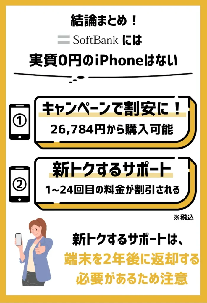 ソフトバンクに実質0円のiPhoneはない｜「新トクするサポート」を適用すれば、割安で購入は可能