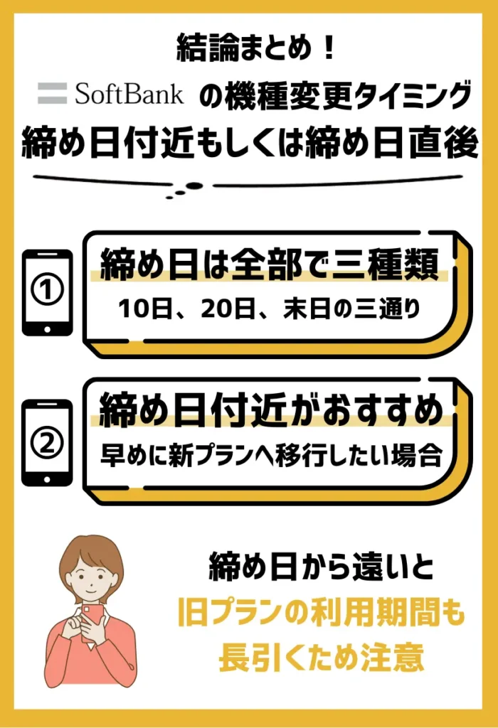 締め日付近もしくは締め日直後のタイミング｜ソフトバンクの締め日は全部で三種類