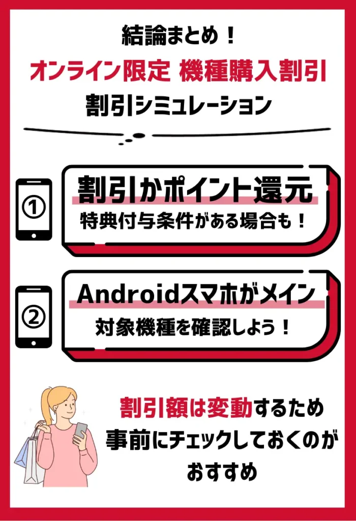 キャンペーン適用での割引シミュレーション：対応機種はAndroidスマホがメイン