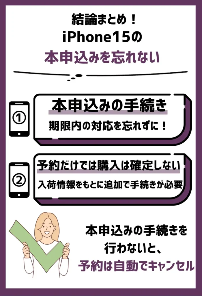 iPhone15の本申込みを忘れない