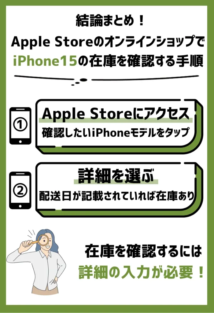 Apple StoreのオンラインショップでiPhone15の在庫を確認する手順