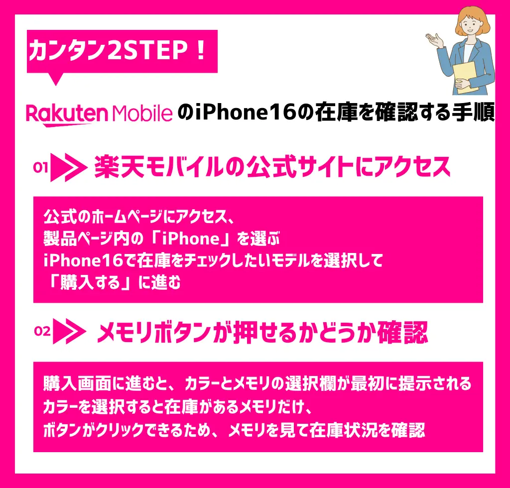 楽天モバイルでiPhone16の在庫を確認する手順まとめ
