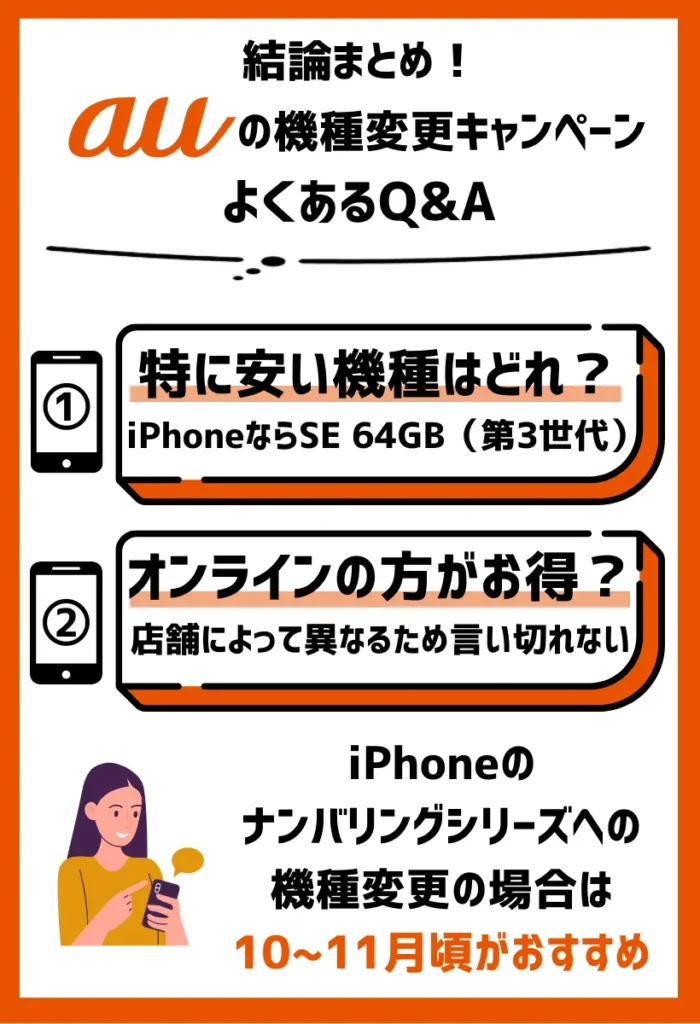 auの機種変更キャンペーンでよくあるQ&A