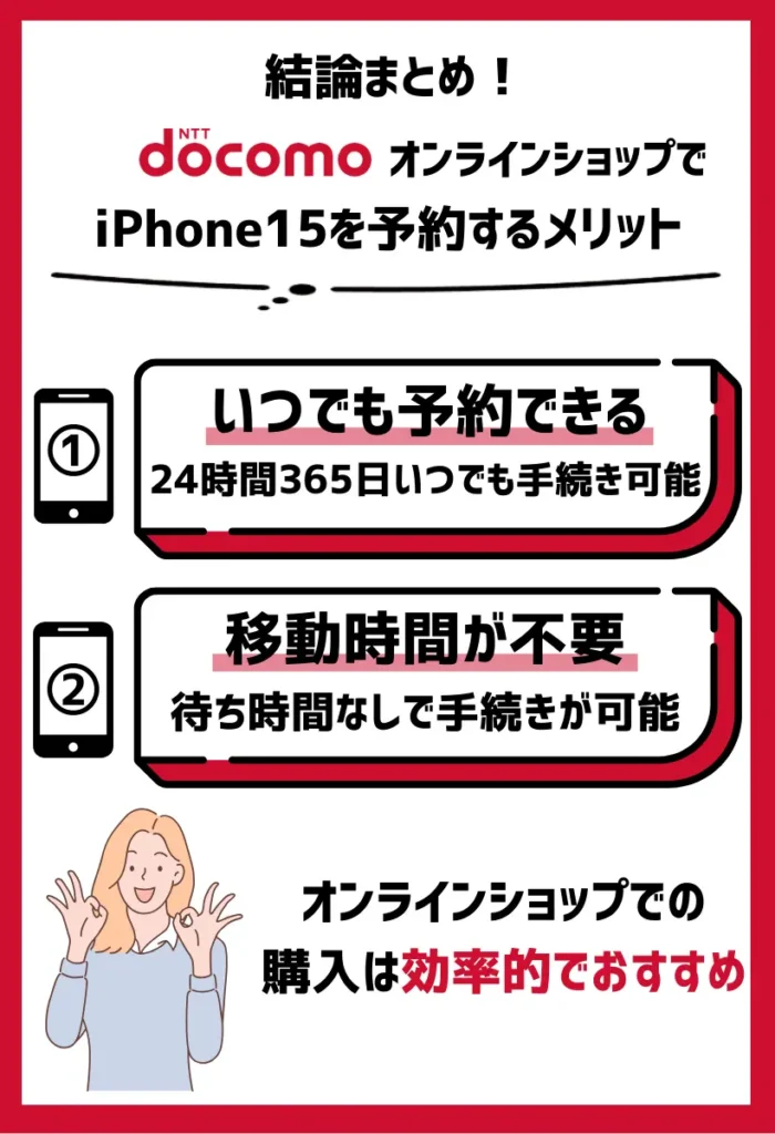 24時間365日、いつでもドコモのiPhone15の予約手続き可能