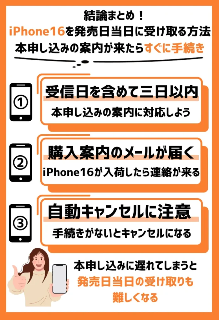 本申し込みの案内が来たらすぐに手続きを行う｜対応可能期間は受信日を含めて三日以内