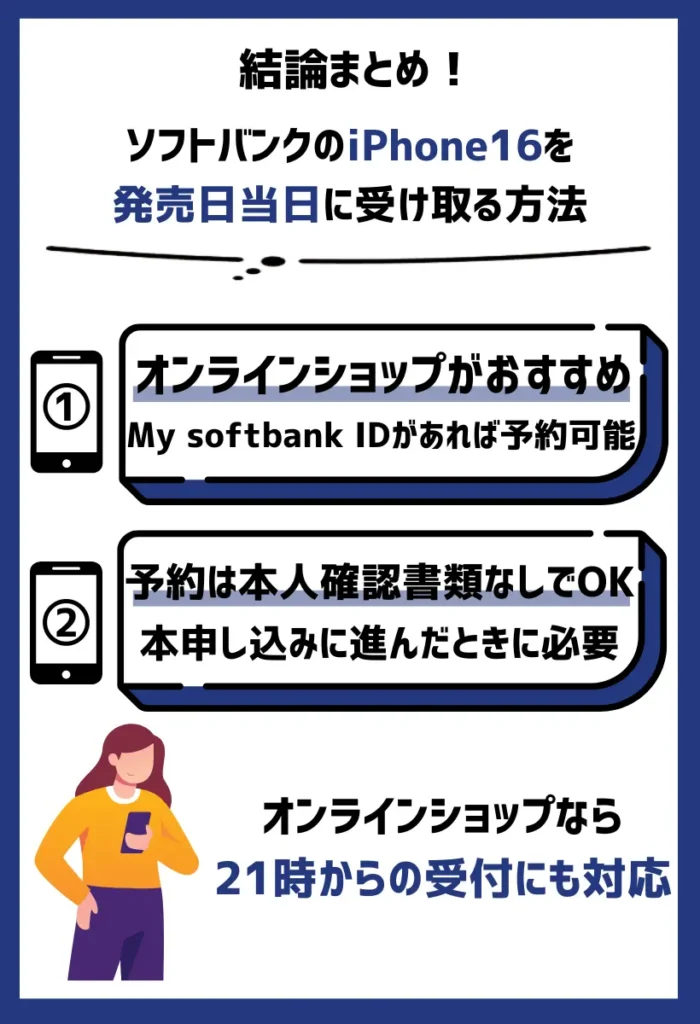 My softbank IDがあれば予約は可能｜本人確認書類は本申し込みに進んだときに利用する