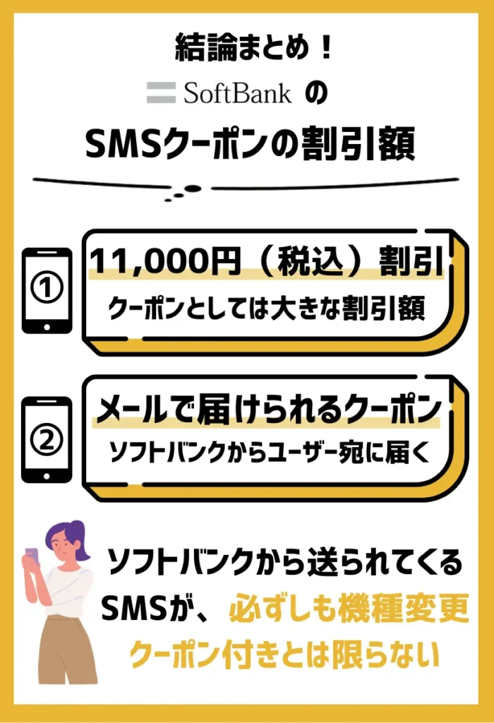 割引額｜ほとんどの場合11,000円（税込）割引の機種変更クーポンが付いてくる