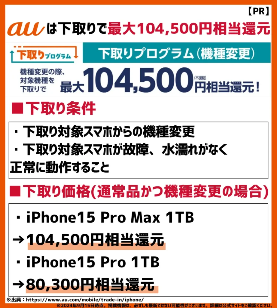 下取りプログラム｜iPhoneを回収してもらうと最大で104,500円相当が還元