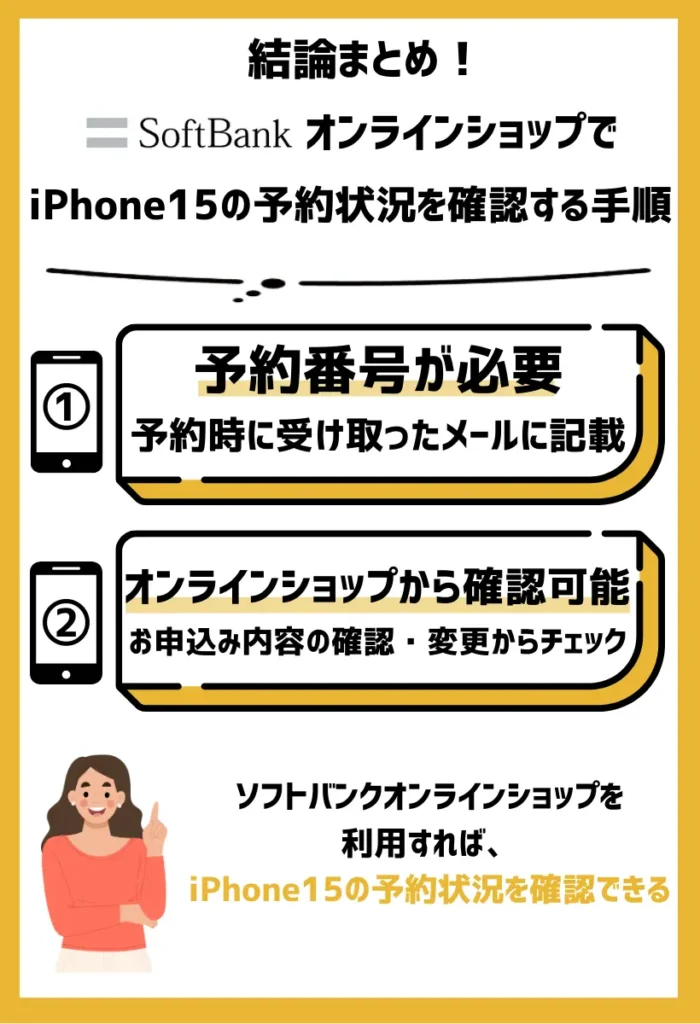 ソフトバンクオンラインショップでiPhone15の予約状況を確認する手順