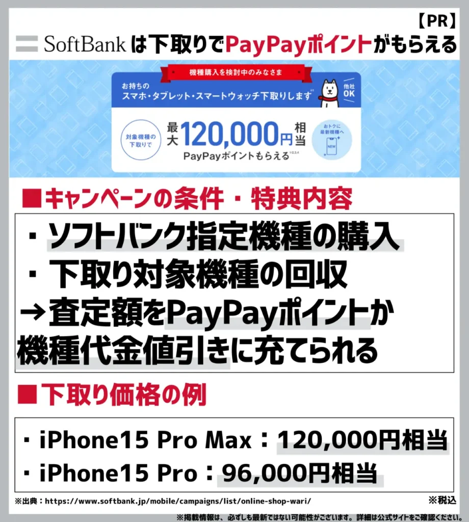 下取りプログラム｜最大120,000円相当のPayPayポイントがもらえる