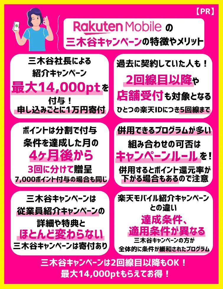 楽天モバイルの三木谷キャンペーンで最大14,000ポイント【終了日が延長】6月から改悪など注意点を確認 | モバイルナレッジ