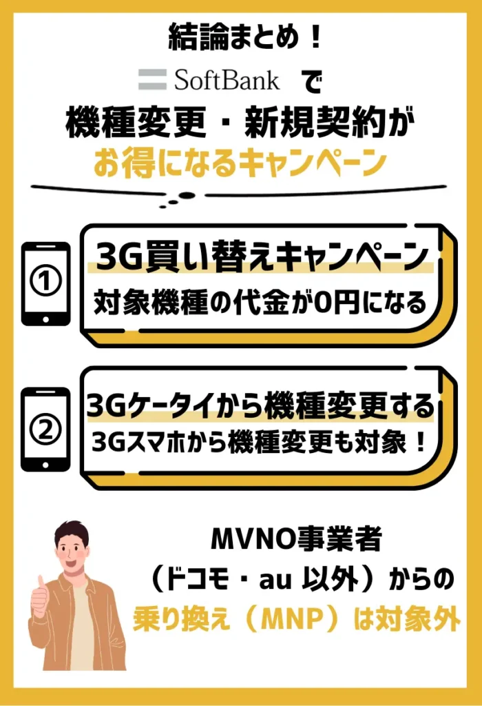 3G買い替えキャンペーン｜対象機種の代金が0円になる