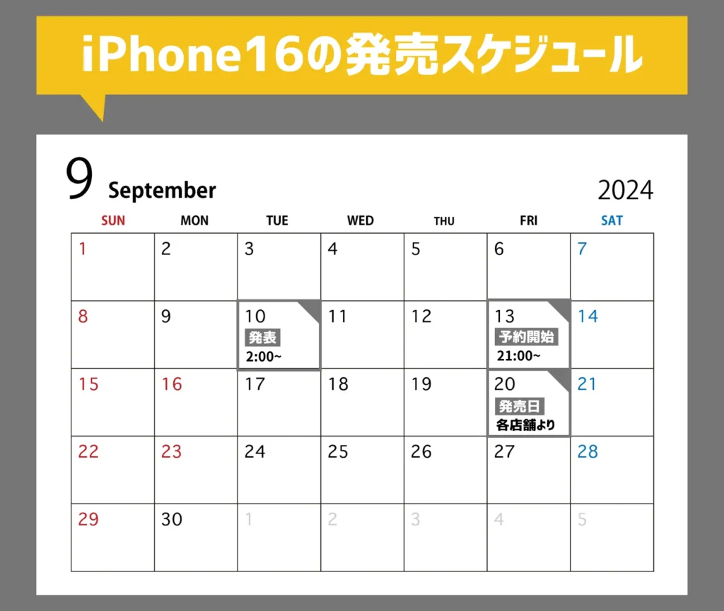 【ソフトバンク】iPhone16の予約開始日と発売日まとめ