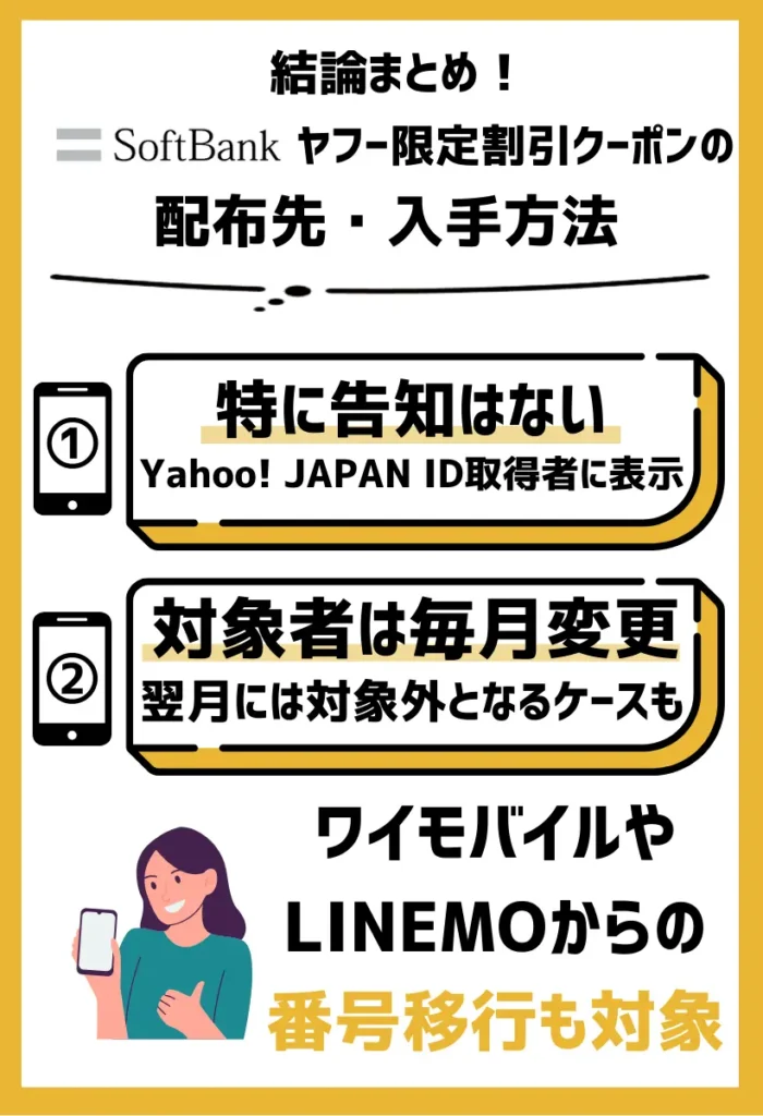 配布先・入手方法｜ソフトバンクからの告知はなくYahoo! JAPAN ID取得者に表示される