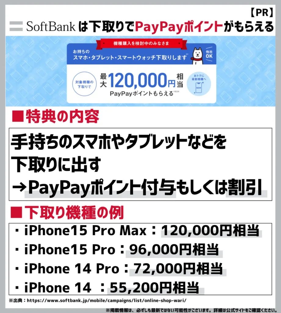 下取りプログラム：対象機種が最高120,000円相当で買取