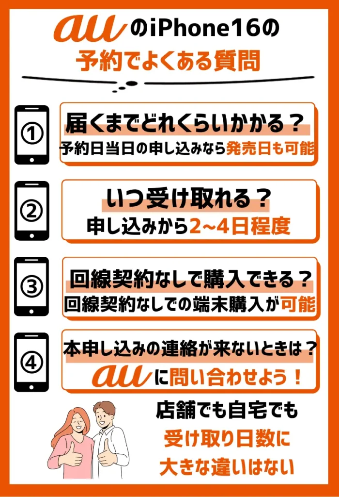 auのiPhone16の予約でよくある質問