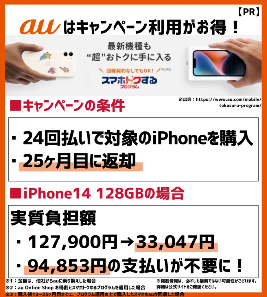 安く買う方法1. スマホトクするプログラム｜残価設定型でiPhone14でも大幅な割引が受けられる