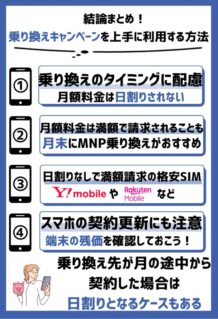 乗り換えのタイミングに配慮する｜日割りがないので月末がおすすめ