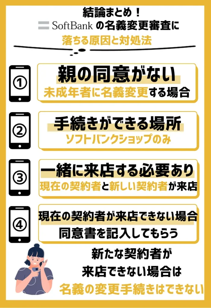 未成年かつ親の同意がない｜名義変更をする場合は一緒に来店する必要がある