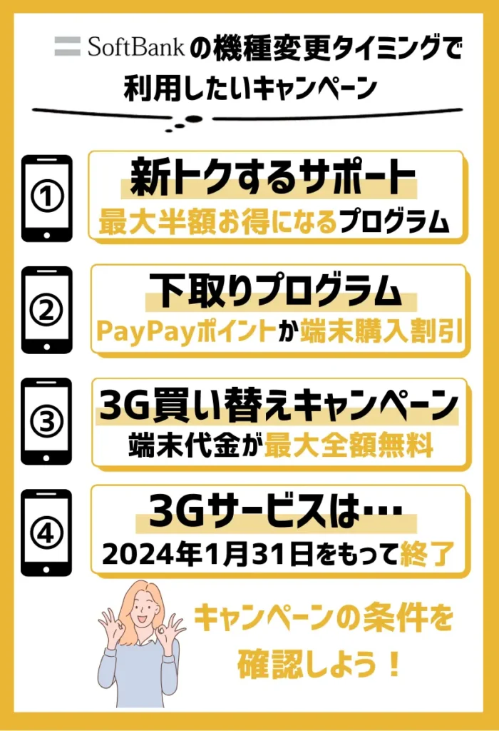 ソフトバンクの機種変更タイミングで利用したいキャンペーン