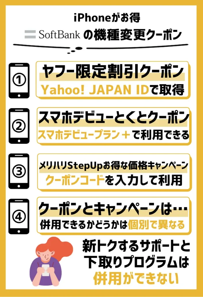 ソフトバンクでiPhoneがお得になる機種変更クーポン！キャンペーンと併用可能？