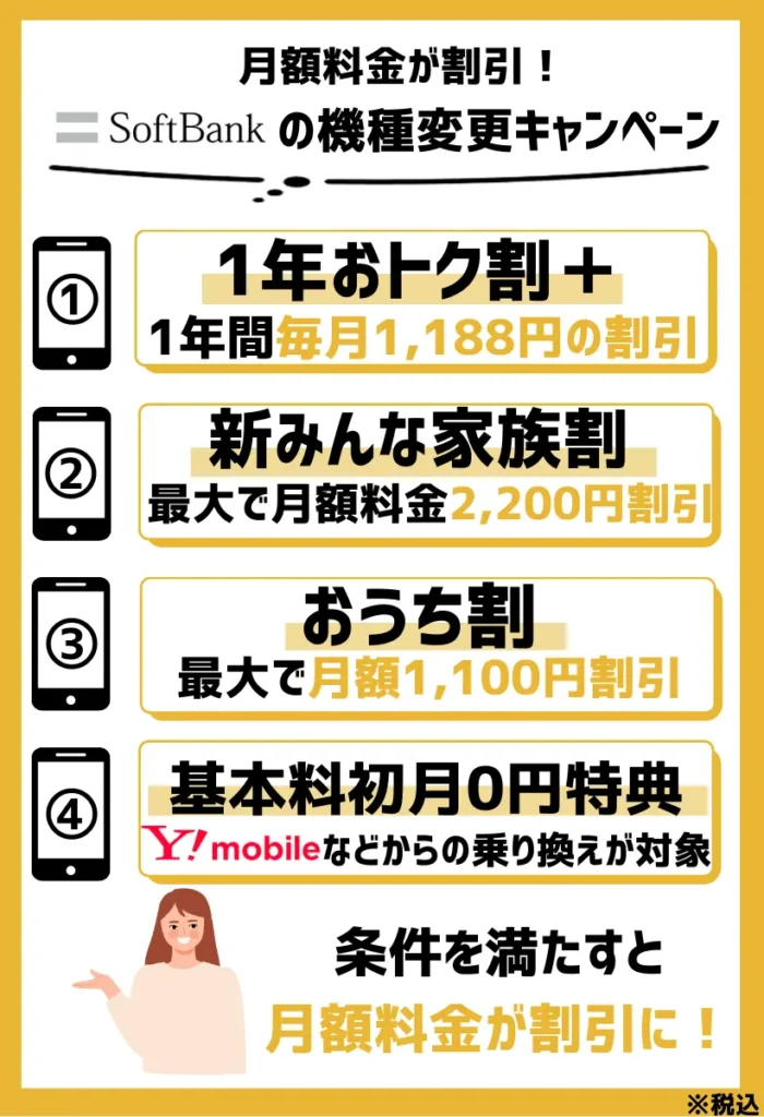 【最新】月額料金が割引！ソフトバンクの機種変更キャンペーンまとめ