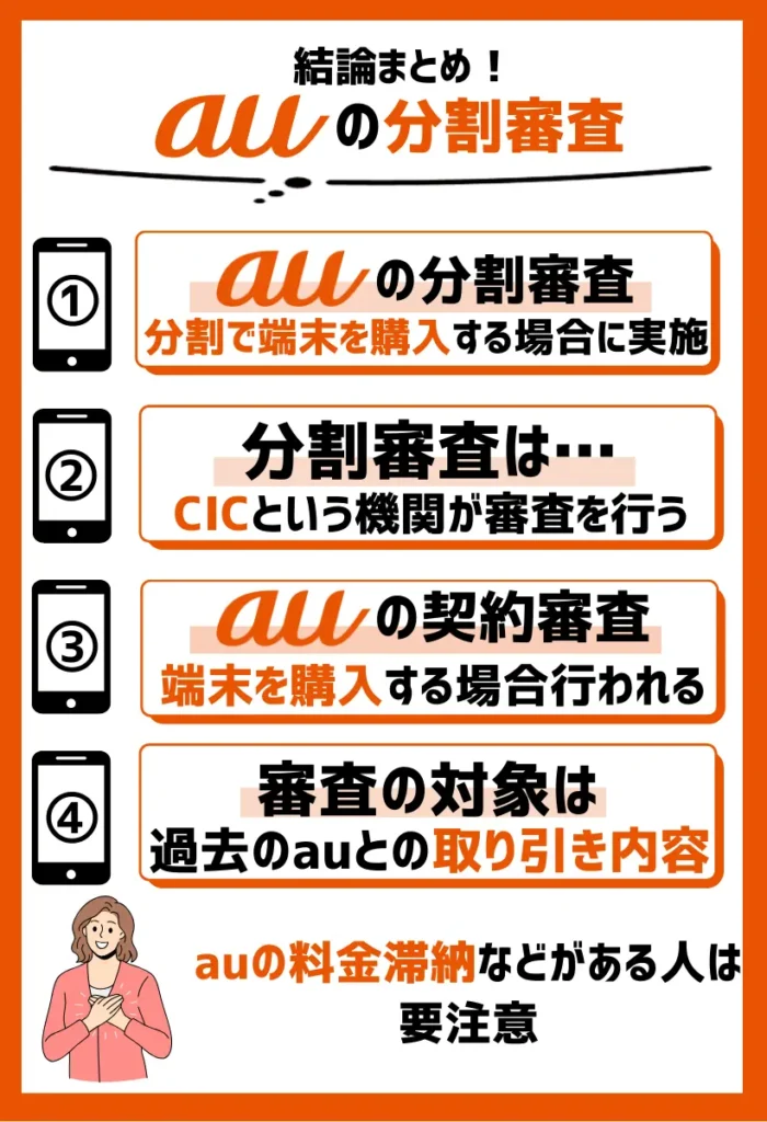 auには「契約審査」と「分割審査」の2つがある
