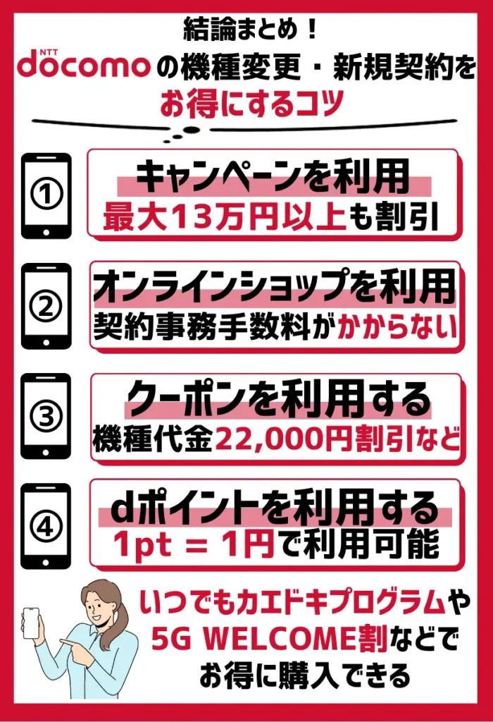 一括0円ではないが安い！ドコモの機種変更・新規契約をお得にするコツ
