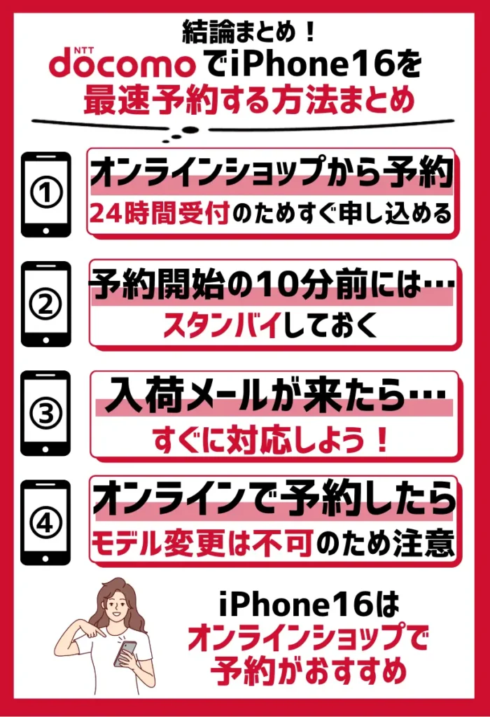 まとめ：ドコモでiPhone16を最速で予約するならオンラインショップ