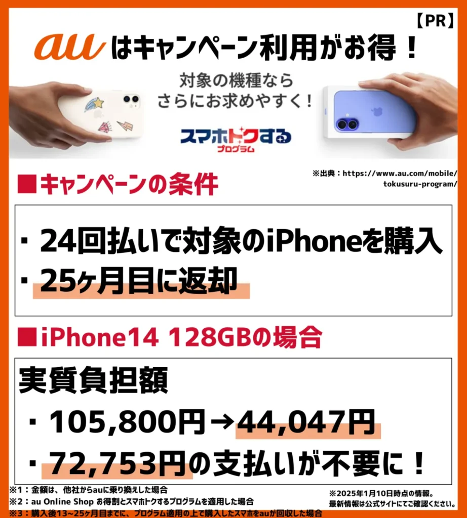 安く買う方法1. スマホトクするプログラム｜残価設定型でiPhone14でも大幅な割引が受けられる