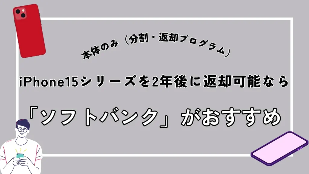 【本体のみ（分割・返却プログラム）】iPhone15シリーズを2年後に返却可能なら「ソフトバンク」がおすすめ