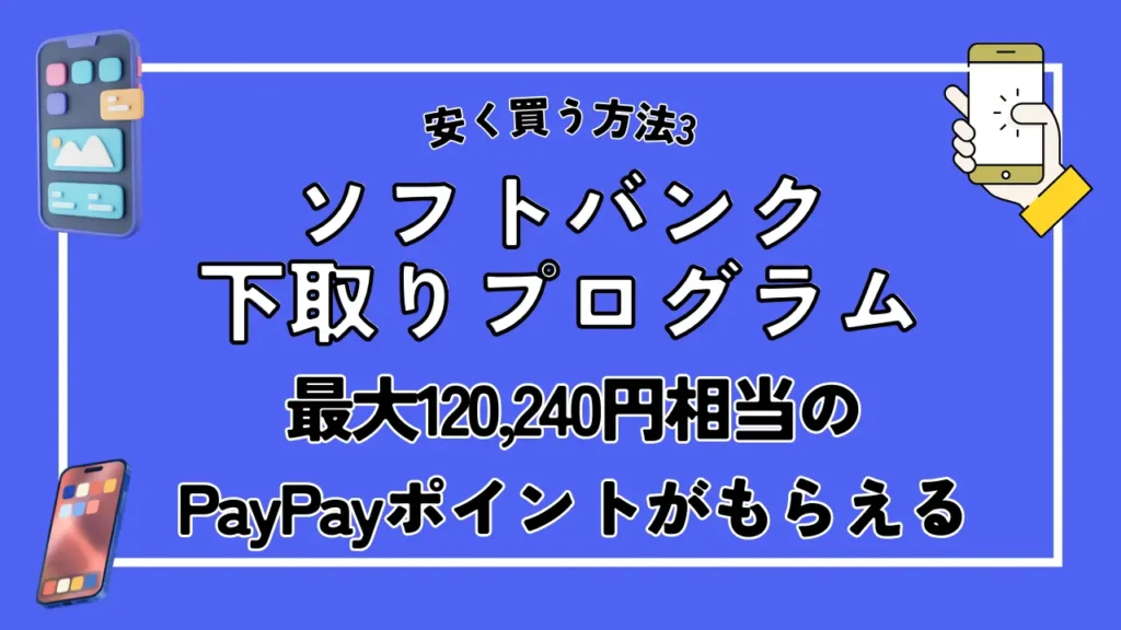 安く買う方法3. ソフトバンク下取りプログラム｜最大120,240円相当のPayPayポイントがもらえる
