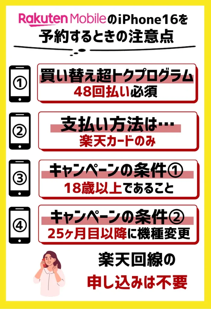 「楽天モバイル買い替え超トクプログラム」は48回払い必須｜支払い方法は楽天カードのみ
