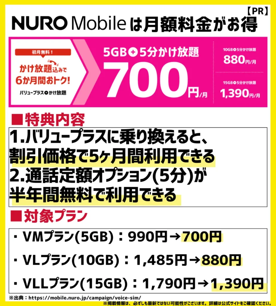 NUROモバイルはバリュープラスに乗り換えで月額料金がお得