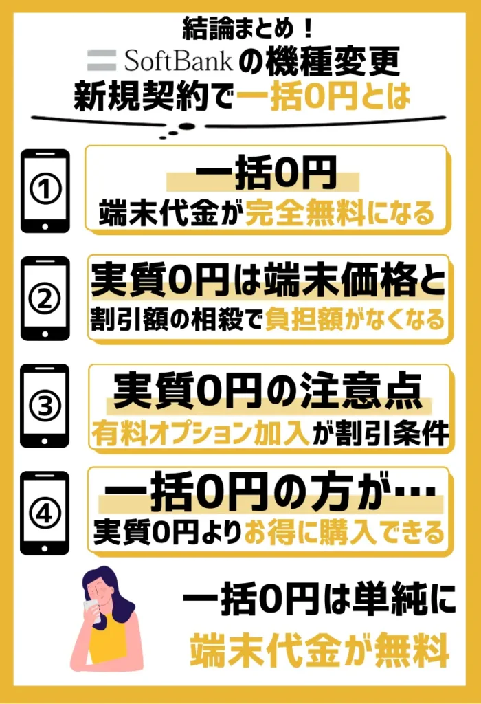 ソフトバンクの機種変更・新規契約で一括0円とは？実質0円との違いまとめ
